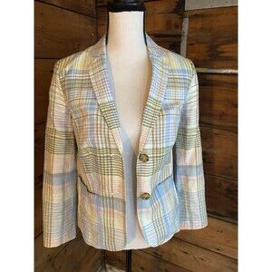 Linen Blazer Plaid